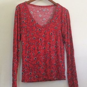Aero Seriously Soft red floral longsleeve tee